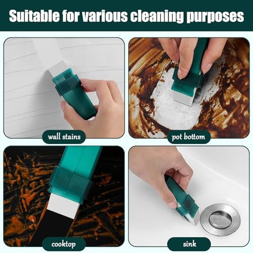 Close up of the Teksome green handheld groove cleaning tool for window tracks.