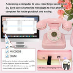 Side profile of FiayaCom pink rotary style guest book phone