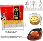 Close up of 60:1 ratio golden moxa sticks for traditional heat therapy.