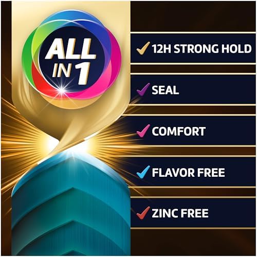 Zinc free flavor free denture adhesive tubes showing precision nozzle applicator