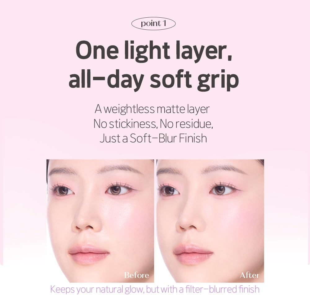 Pore blurring soft matte finish makeup fixer spray bottle