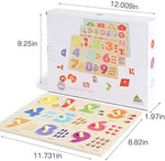 USA imported CooVs early childhood cognitive development toy set featuring uppercase letters and numbers zero to nine.
