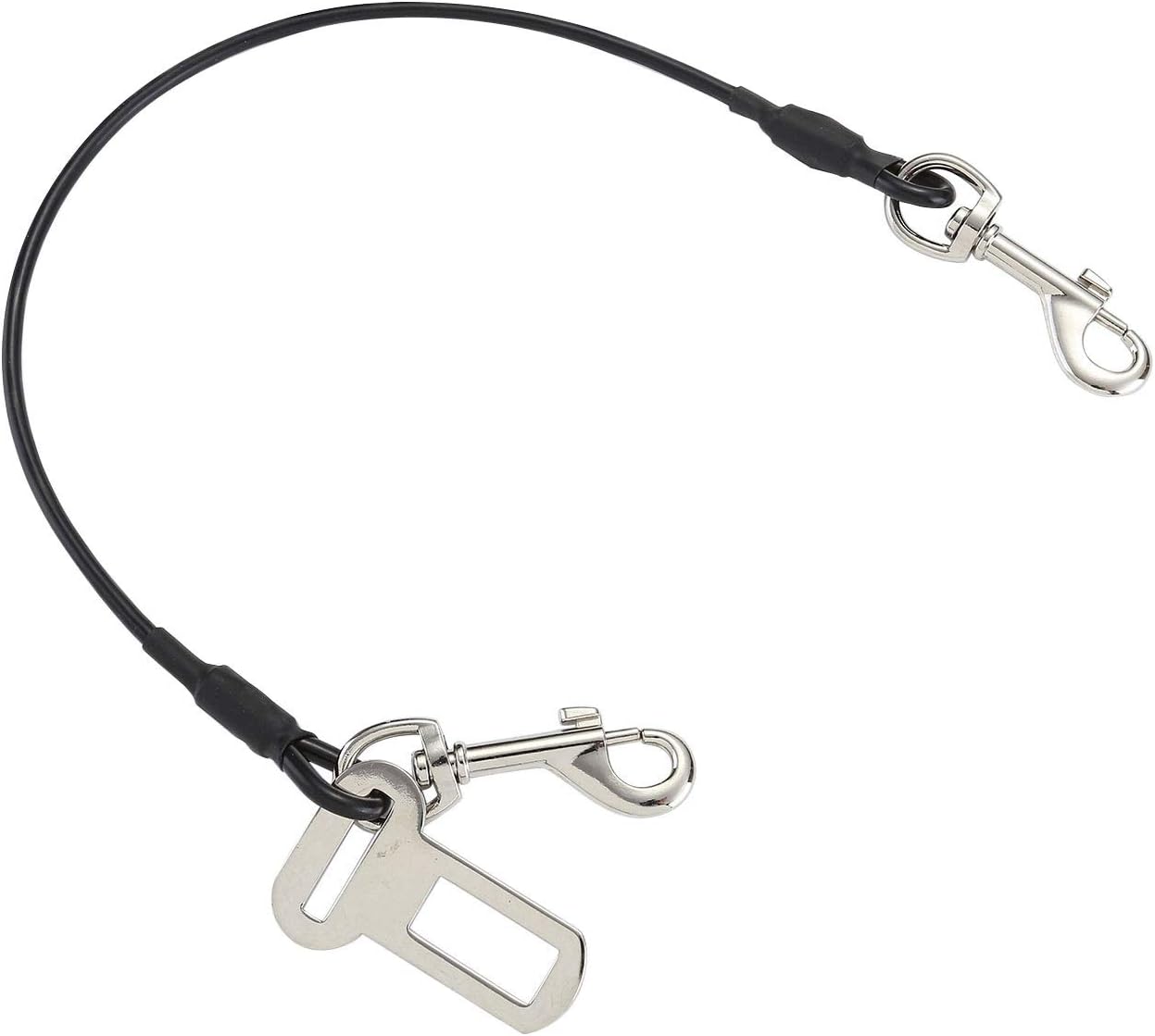 Mogoko Chew Proof Dog Car Seatbelt black tether with dual clips