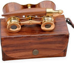 Sifaat World decorative theatre binoculars with the premium leather storage box open