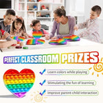 Kakukokas non toxic silicone fidget poppers collection showing the flexible water resistant build quality and bright rainbow gradients.