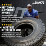 USA imported JYM Supplement Science authentic omega 3 nutritional product seal and manufacturing details.