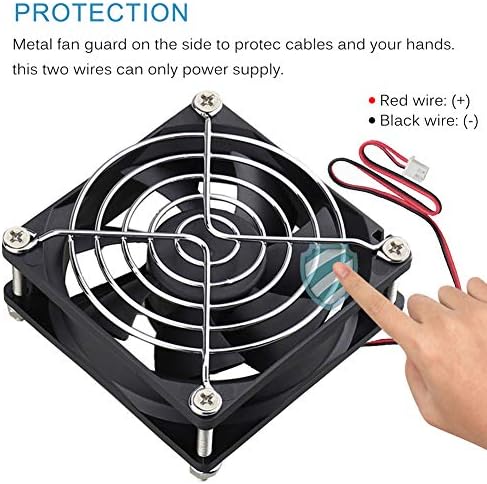 GDSTIME 8cm high speed industrial chassis cooling fan unboxing layout showing the fan unit along with screws and nuts.