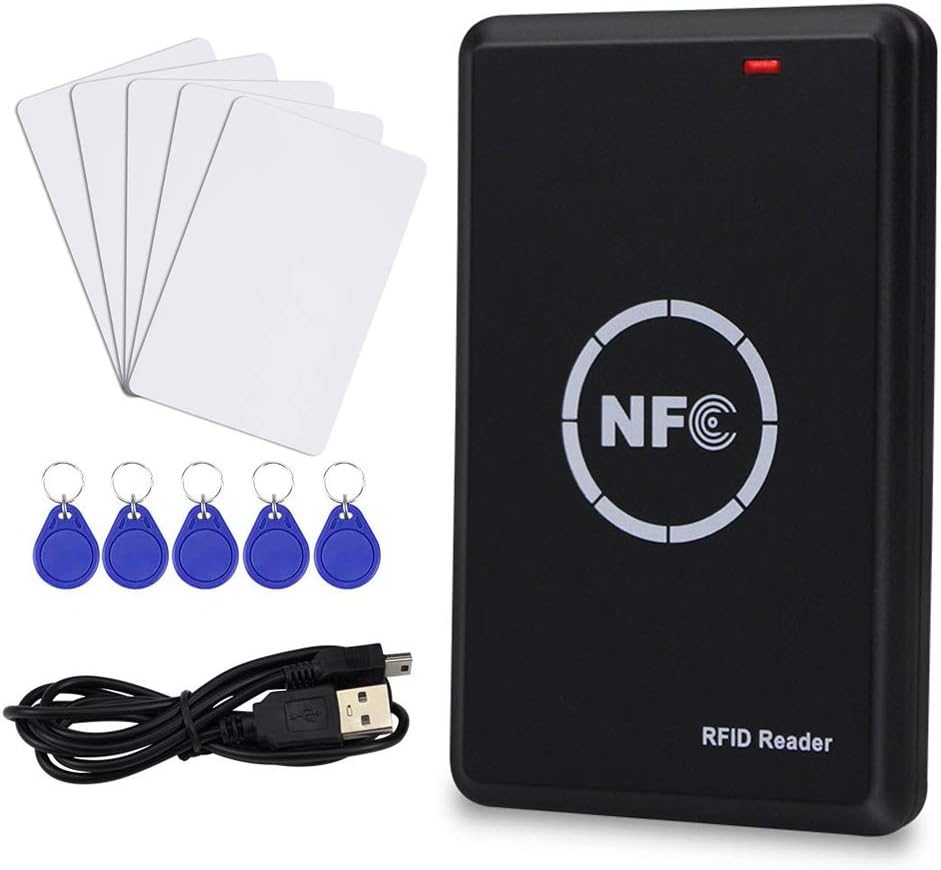 LEXI RFID NFC Duplicator, 125KHz Key fob Copier, RFID Smart Card Reader Writer, 13.56MHz Encrypted Programmer, USB Interface, with UID/T5577 Writable Key Cards and Software - Image 1