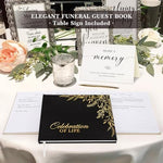 Lanpn funeral guest book displayed on a memorial table