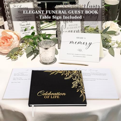 Lanpn funeral guest book displayed on a memorial table
