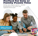 Premium Buffalo Games jigsaw sorter kit packaging showing product specifications