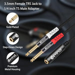 Dual 6.35 millimeter TS male connectors with color rings