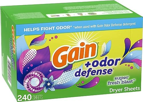 Gain anti static fabric softener laundry sheets box showing odor defense feature