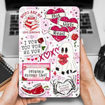 Kindle Paperwhite inside clear case with decorative paper insert.