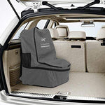 Parent using Luxja car seat bag in an airport environment