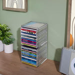 Side angle view of STORi USA made clear plastic modular storage boxes highlighting premium thick BPA free construction