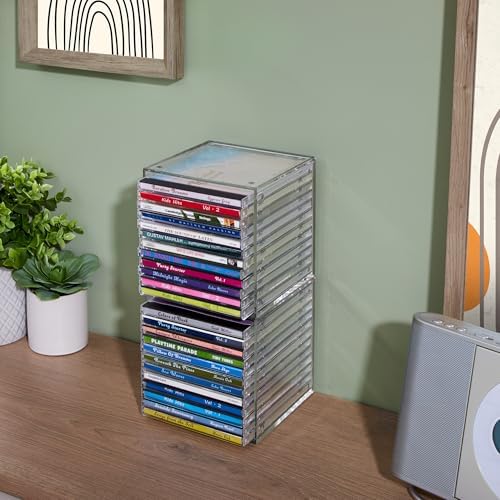 Side angle view of STORi USA made clear plastic modular storage boxes highlighting premium thick BPA free construction