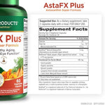 Purity Products AstaFX Plus 60 capsules supplement facts panel showing ingredient details