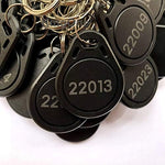 Durable commercial proximity key fobs for ISOProx readers attached to a standard split keyring