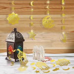 AhfuLife reusable Eid streamers reflecting light beautifully when hung next to a living room window.