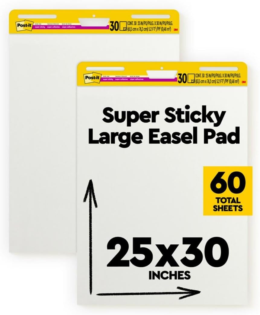 Post-it Super Sticky Easel Pad, 25 x 30 in, White, 2 Pads - Image 1