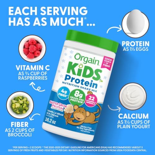 Vanilla ice cream flavored nutritional shake prepared in a transparent glass for kids