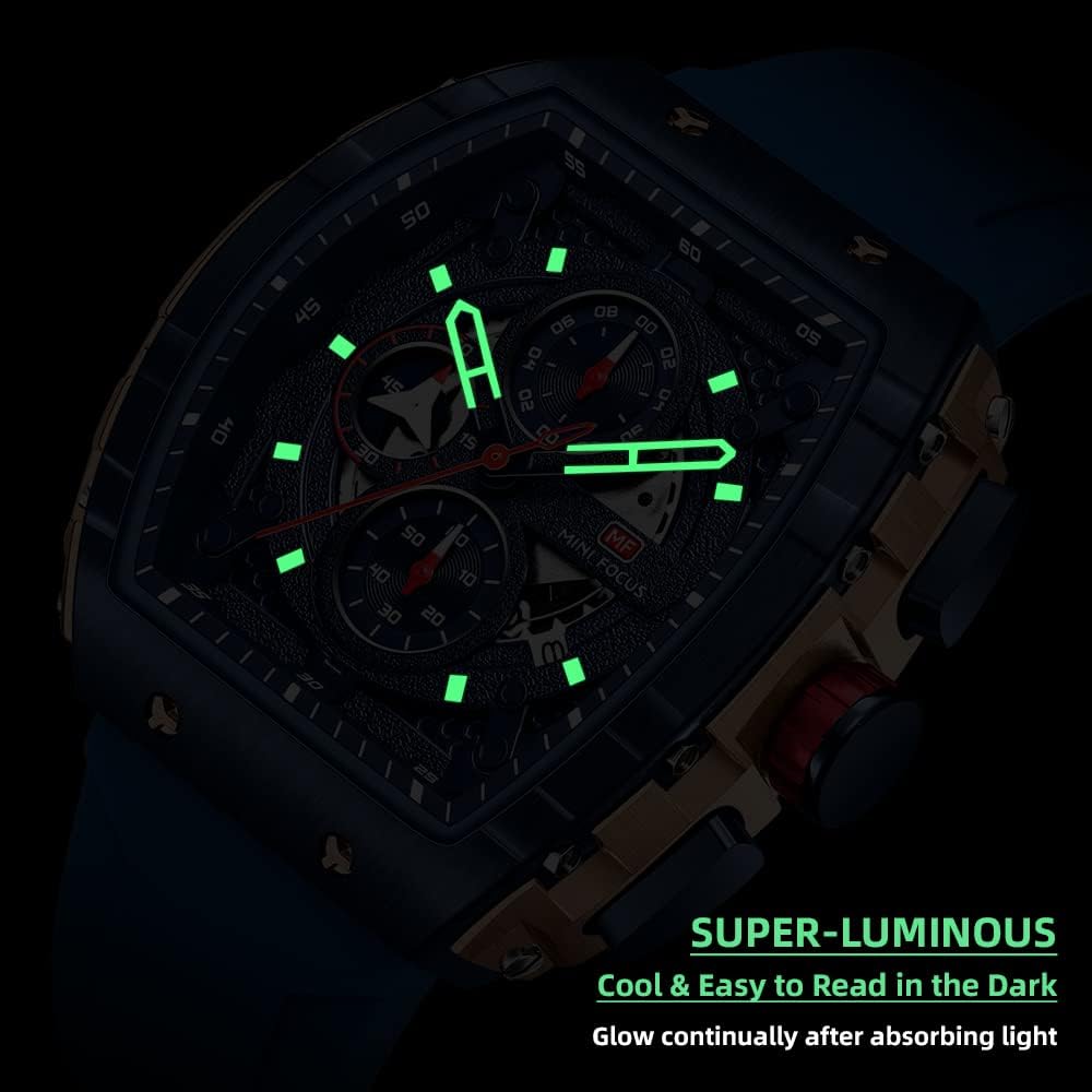 MF Mini Focus sports watch side view highlighting crown and chronograph pushers