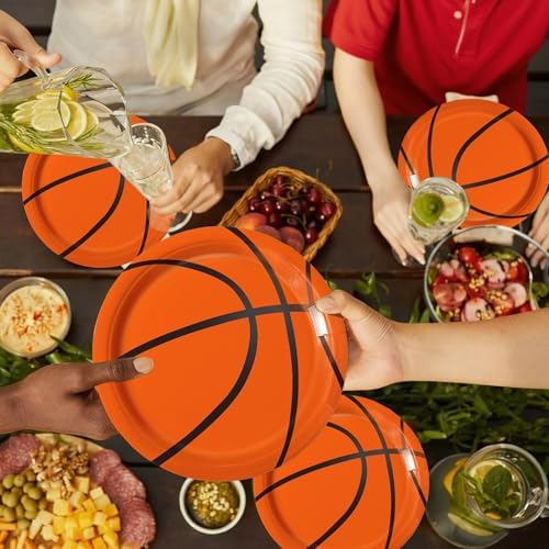 Durable paper basketball plates for party snacks