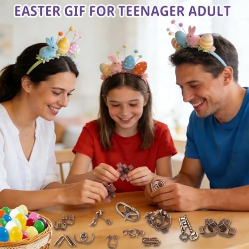 Close-up of the durable stainless steel wire rings and smooth beech wood block puzzles for teens.