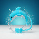 Close up of 10mm blue dolphin straw cover texture