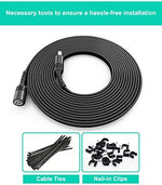 Itramax flat 12V power supply cord passing smoothly through a closed window frame without pinching.