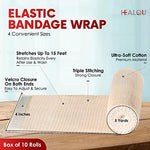 Self-closure compression wrap being applied to a wrist showing velcro strip.