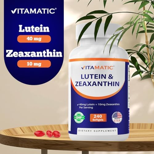 Close up of Vitamatic Lutein softgels