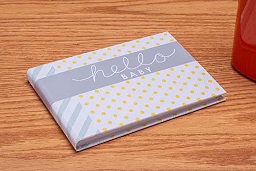 Malden hardcover baby brag book displaying the white printed hello baby sentiment text layout