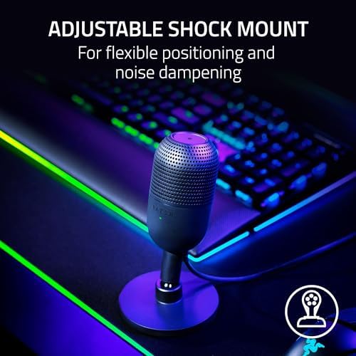 Razer Seiren V3 Mini detached from its base stand demonstrating compatibility with standard studio boom arms.