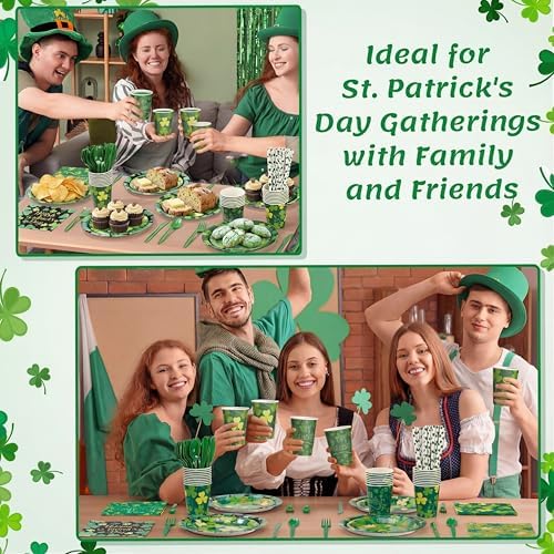 Top down view of coordinated St. Patrick's Day table setting