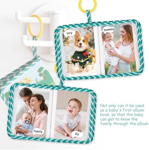 Toddler holding the lightweight heqxwl fabric photo album during sensory playtime