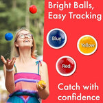 Synthetic leather beginner juggling bean bags displaying durable double layer stitching details