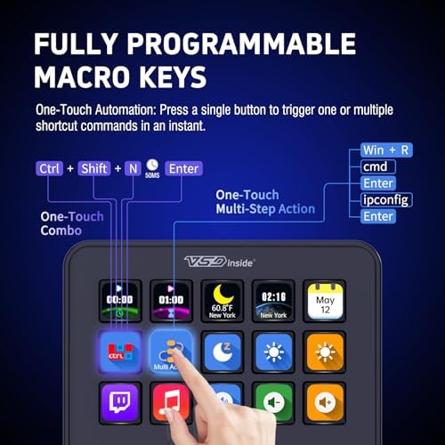VSDInside Stream Controller showing customizable LCD keys