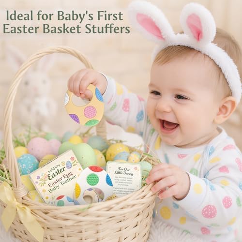 Easter Eggs Baby Teething Toys 2-Pack - Multi Texture Silicone Teethers for Teething Relief, Soft Chew Toys for Toddlers, Infants & Newborn, First Easter Gifts Basket Stuffers for Boys & Girls - Image 6