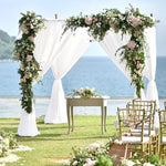 Close up look at the silky texture of the VOK sheer chiffon background curtain.