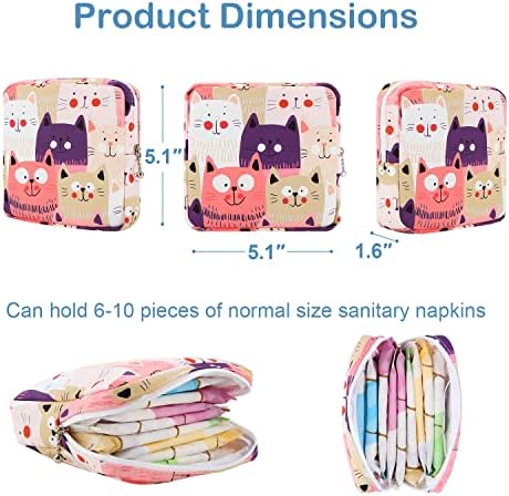 Compact cat print period bag held in hand for size comparison