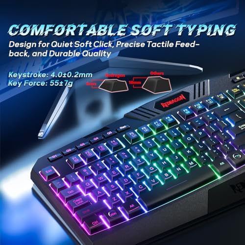 Redragon gaming keyboard showing RGB lighting effects