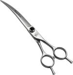 Fenice Totem 7.5 inch curved dog grooming scissors front view showing premium Japanese stainless steel blade.