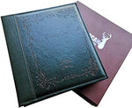 Totocan vintage embossed leather photo album spine and cover details highlighting the luxury binding construction