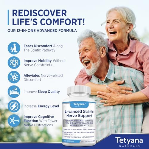 Authentic USA imported Tetyana Naturals nerve support capsules bottle on an e-commerce studio background