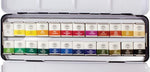 Mungyo 24 color watercolor palette open with mixing tray