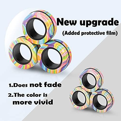 Multi color modular fidget magnets spinner rings close up view