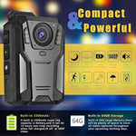 Back view of the waterproof police security camera showing the heavy duty clothing mount clip attachment