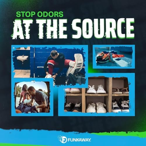 FunkAway odor absorbing packet inside a stinky gym bag